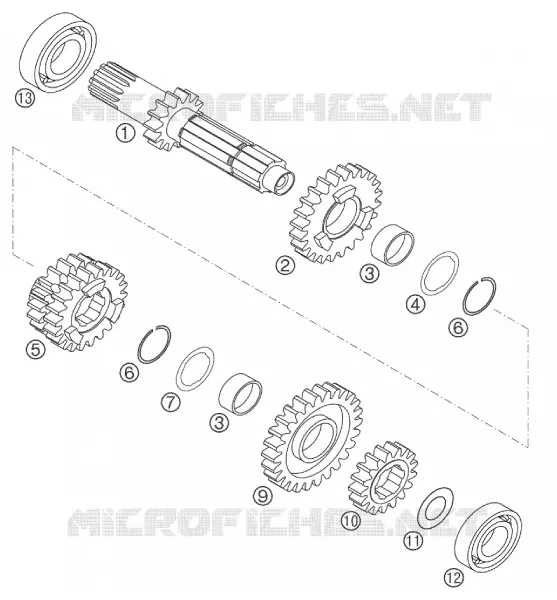 BOITE DE VITESSES - ARBRE PRIMAIRE KTM MOTO 250 2002 EXC-F  250 EXC-F RACING