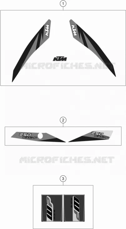 AUTOCOLLANTS KTM MOTO 250 2018 EXC-F  250 EXC-F