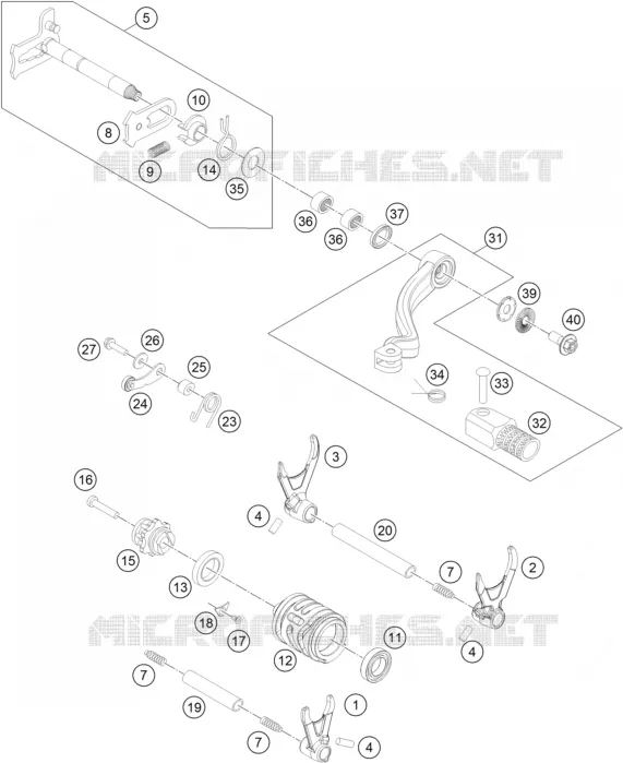 MECANISME DE SELECTION DE VITESSES KTM MOTO 250 2016 EXC-F  250 EXC-F
