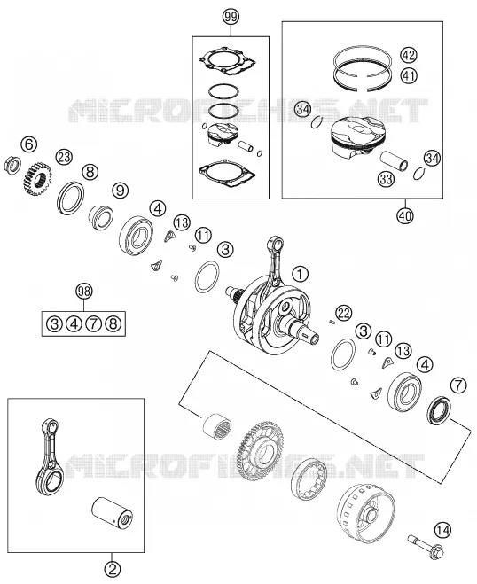 VILEBREQUIN / PISTON KTM MOTO 250 2014 EXC-F  250 EXC-F