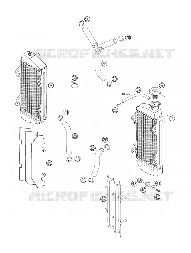 CIRCUIT DE REFROIDISSEMENT KTM MOTO 250 2007 EXC-F  250 EXC-F