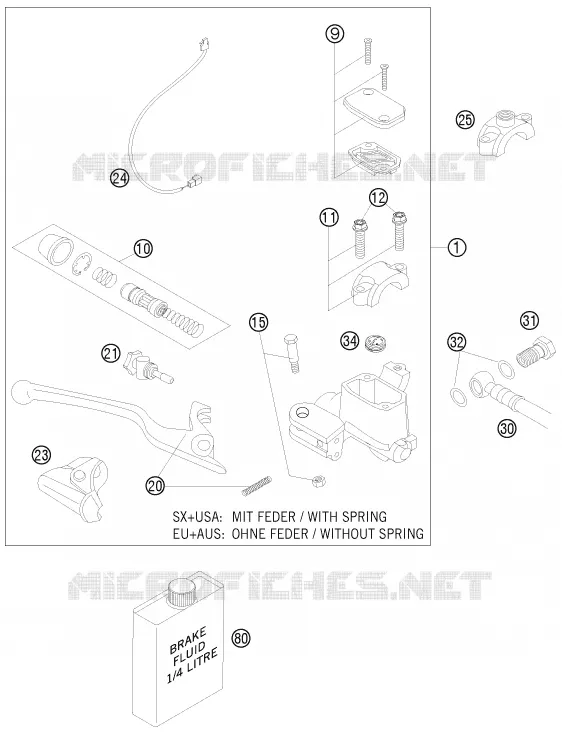 MAITRE CYLINDRE DE FREIN AVANT KTM MOTO 125 2011 EXC  125 EXC FACTORY EDITION