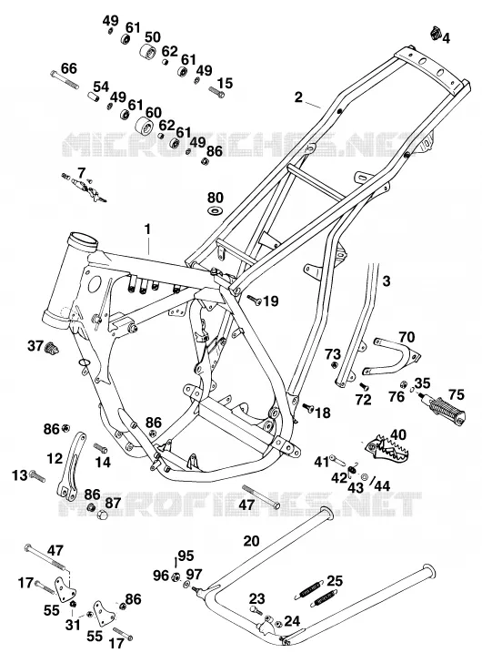 CADRE KTM MOTO 125 1997 EXC  125 EXC MARZOCCHI/OHLINS