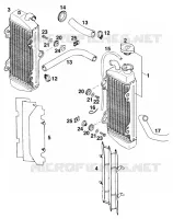 CIRCUIT DE REFROIDISSEMENT pour KTM 125 EXC MARZOCCHI/OHLINS de 1997