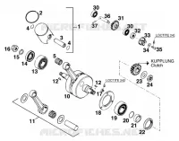 VILEBREQUIN / PISTON pour KTM 125 EXC MARZOCCHI/OHLINS de 1997