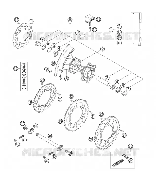 ROUE ARRIERE KTM MOTO 125 2007 EXC  125 EXC