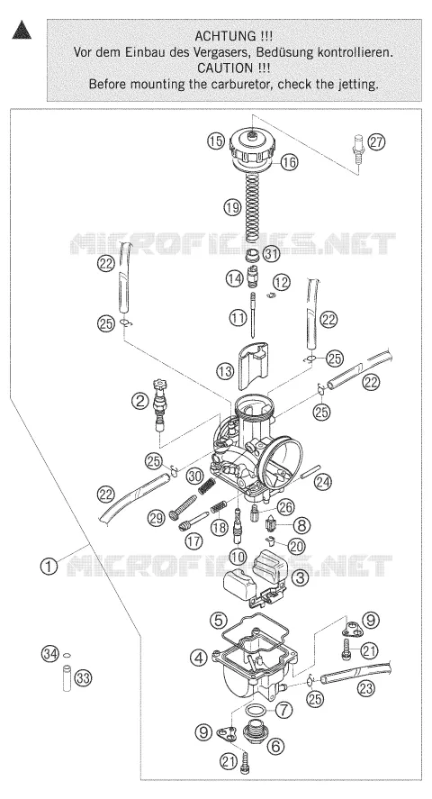 CARBURATEUR KTM MOTO 125 2005 EXC  125 EXC