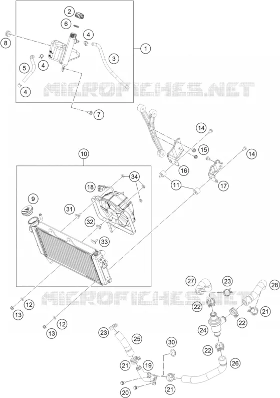 CIRCUIT DE REFROIDISSEMENT KTM MOTO 250 2015 RC  RC 250 WHITE ABS