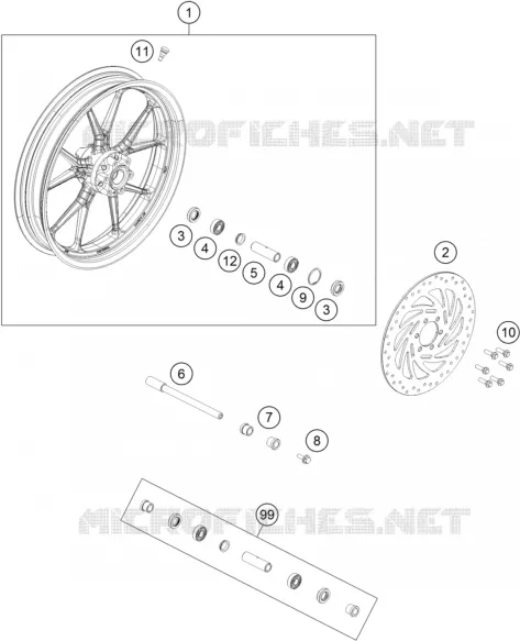 ROUE AVANT KTM MOTO 200 2018 RC  RC 200 WHITE NON ABS