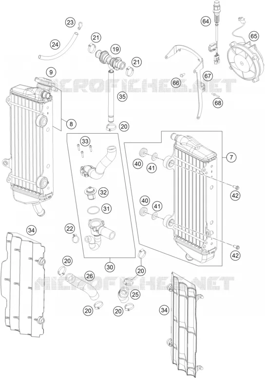CIRCUIT DE REFROIDISSEMENT KTM MOTO 450 2015 EXC  450 EXC SIX DAYS