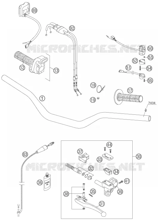 GUIDON / COMMANDES KTM MOTO 450 2006 EXC  450 EXC RACING