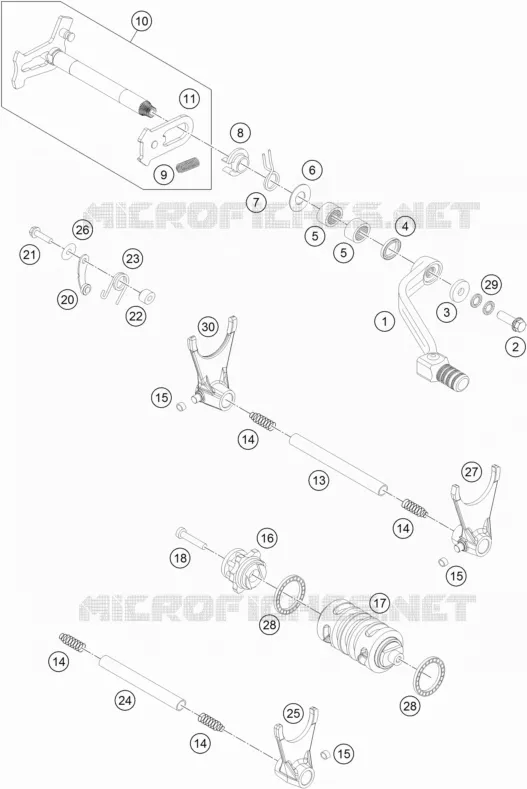 MECANISME DE SELECTION DE VITESSES KTM MOTO 450 2014 EXC  450 EXC