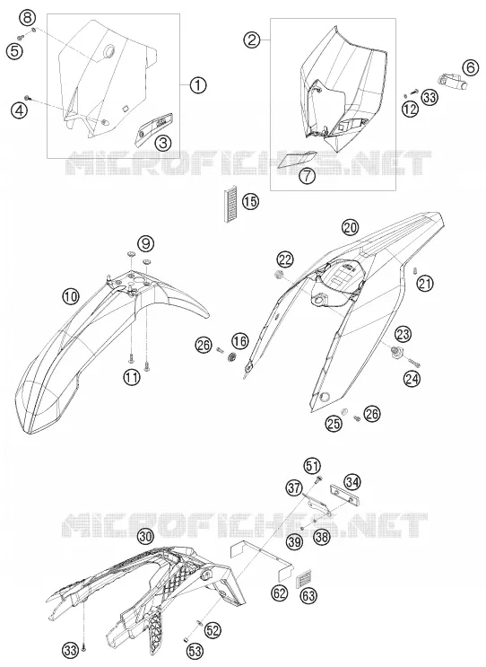 PLASTIQUES KTM MOTO 450 2011 EXC  450 EXC