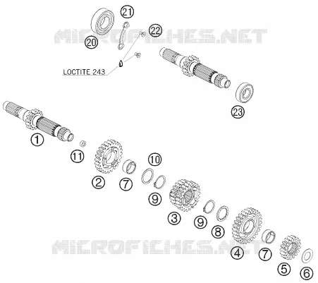BOITE DE VITESSES - ARBRE PRIMAIRE KTM MOTO 450 2009 EXC  450 EXC