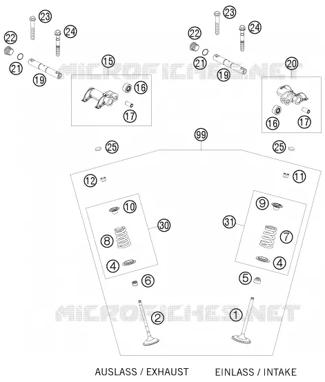 SOUPAPES KTM MOTO 450 2009 EXC  450 EXC