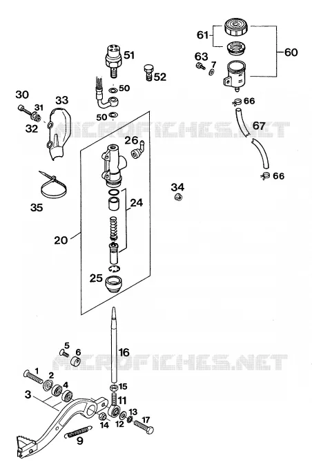 MAITRE CYLINDRE DE FREIN ARRIERE KTM MOTO 400 1994 EXC  400 EXC WP
