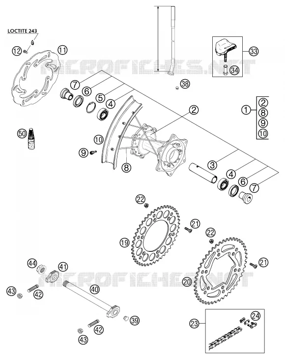 ROUE ARRIERE KTM MOTO 400 2002 EXC  400 EXC RACING