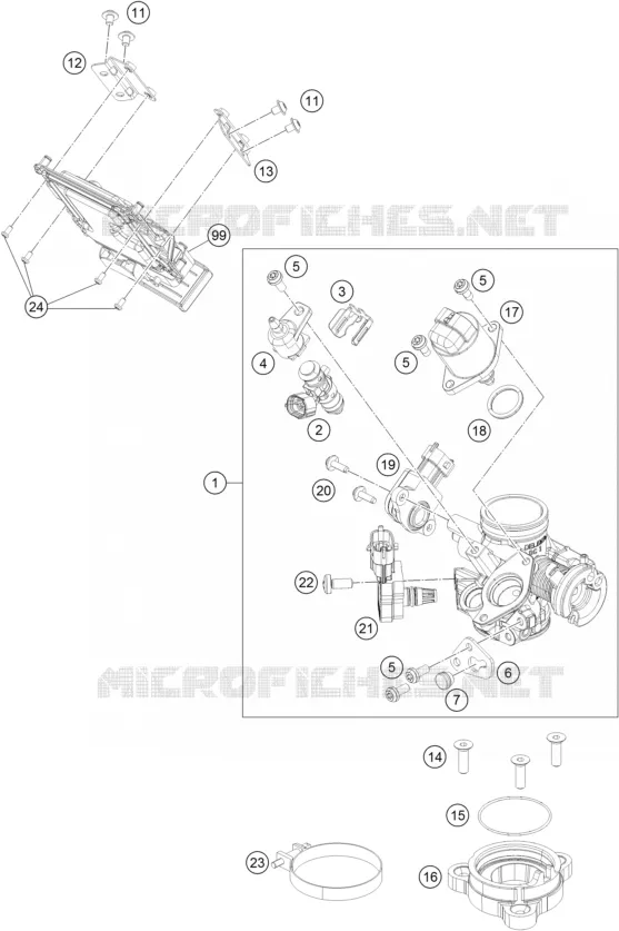 BOITIER PAPILLON INJECTION KTM MOTO 200 2015 RC  RC 200 BLACK NON ABS