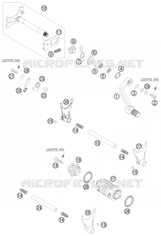 MECANISME DE SELECTION DE VITESSES KTM MOTO 400 2010 EXC  400 EXC