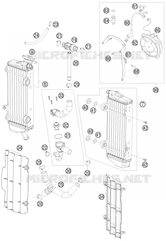 CIRCUIT DE REFROIDISSEMENT KTM MOTO 400 2009 EXC  400 EXC