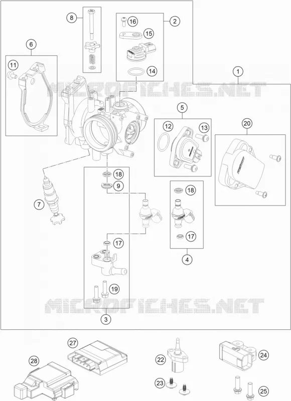 BOITIER PAPILLON INJECTION KTM MOTO 350 2019 EXC-F  350 EXC-F