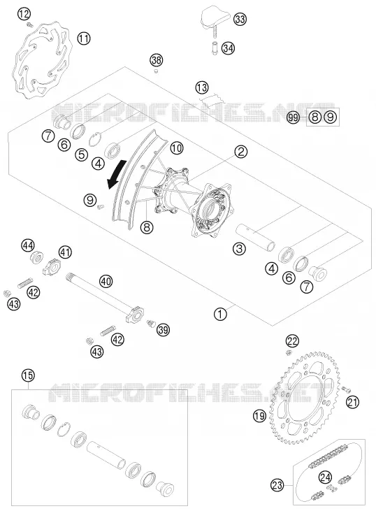 ROUE ARRIERE KTM MOTO 250 2011 EXC  250 EXC SIX-DAYS