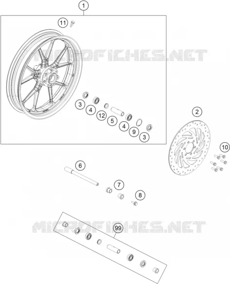 ROUE AVANT KTM MOTO 200 2014 RC  RC 200 BLACK ABS
