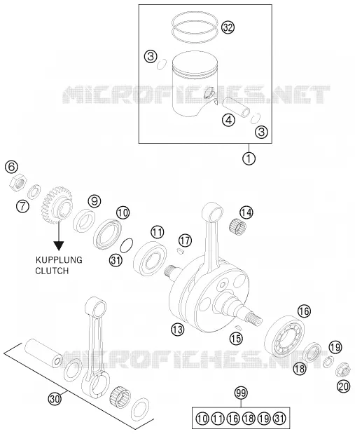 VILEBREQUIN / PISTON KTM MOTO 250 2012 EXC  250 EXC