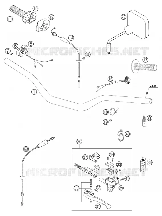 GUIDON / COMMANDES KTM MOTO 250 2004 EXC  250 EXC