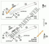 BEQUILLE LATERALE / CENTRALE pour KTM 250 EXC de 2002