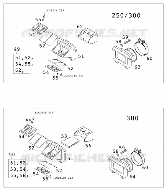 BOITE A CLAPETS KTM MOTO 250 2001 EXC  250 EXC
