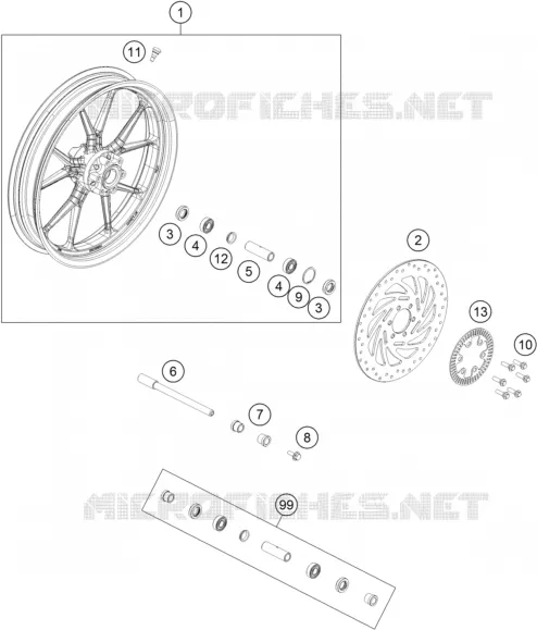 ROUE AVANT KTM MOTO 125 2018 RC  RC 125 ORANGE