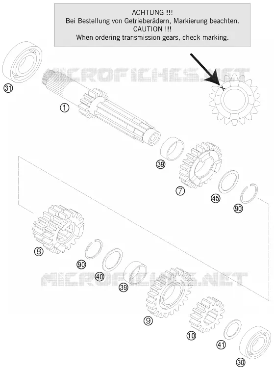 BOITE DE VITESSES - ARBRE PRIMAIRE KTM MOTO 200 2016 EXC  200 EXC