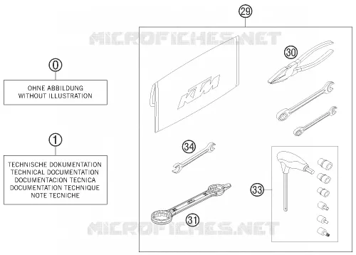 TROUSSE A OUTILS / MANUELS / OPTIONS KTM MOTO 200 2013 EXC  200 EXC