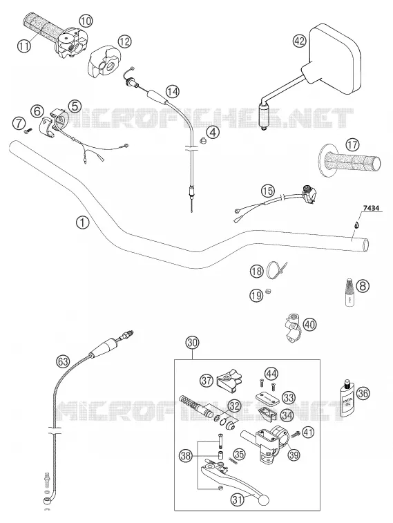 GUIDON / COMMANDES KTM MOTO 200 2004 EXC  200 EXC