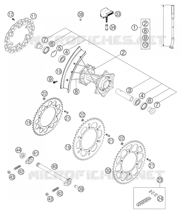 ROUE ARRIERE KTM MOTO 200 2004 EXC  200 EXC