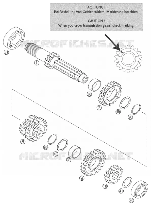BOITE DE VITESSES - ARBRE PRIMAIRE KTM MOTO 200 2003 EXC  200 EXC