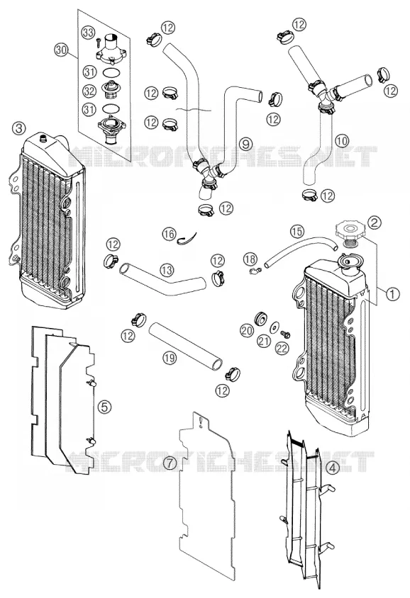CIRCUIT DE REFROIDISSEMENT KTM MOTO 200 2003 EXC  200 EXC