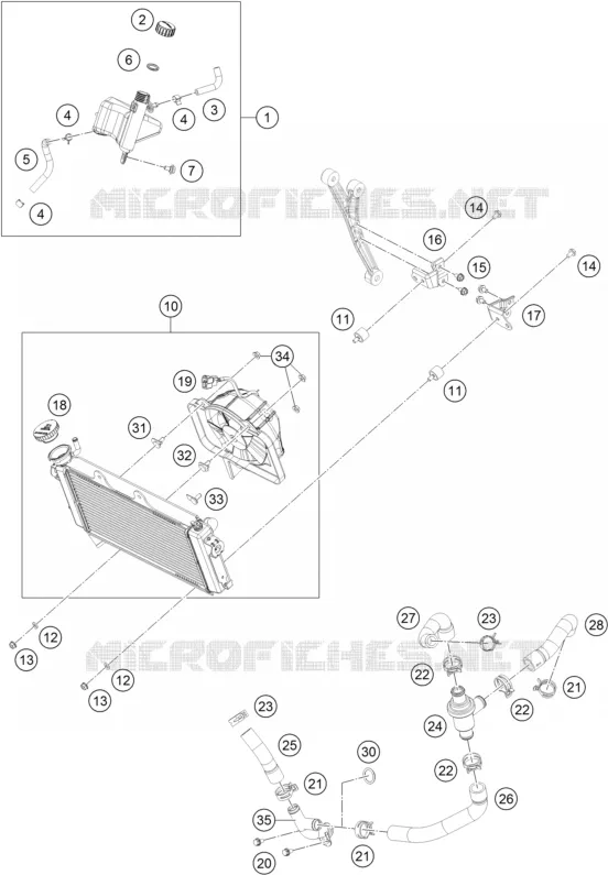 CIRCUIT DE REFROIDISSEMENT KTM MOTO 125 2014 RC  RC 125 BLACK ABS