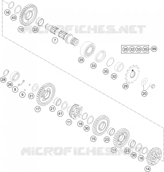 BOITE DE VITESSES - ARBRE SECONDAIRE KTM MOTO 250 2014 SX-F  250 SX-F