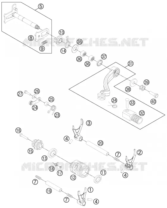 MECANISME DE SELECTION DE VITESSES KTM MOTO 250 2013 SX-F  250 SX-F