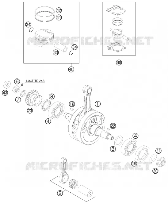VILEBREQUIN / PISTON KTM MOTO 250 2009 SX-F  250 SX-F
