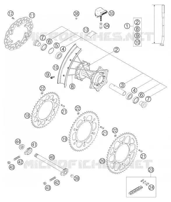 ROUE ARRIERE KTM MOTO 250 2005 SX-F  250 SX-F