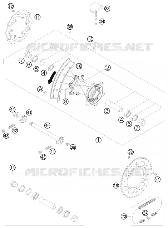 ROUE ARRIERE KTM MOTO 450 2009 SX-F  450 SX-F