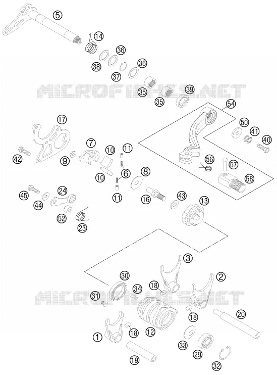 MECANISME DE SELECTION DE VITESSES KTM MOTO 150 2014 SX  150 SX