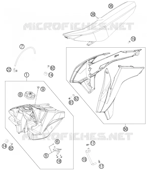 RESERVOIR / SELLE KTM MOTO 150 2013 SX  150 SX