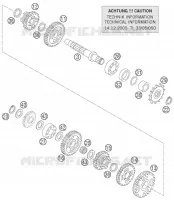 BOITE DE VITESSES   ARBRE SECONDAIRE pour KTM 85 SX 19/16 de 2006
