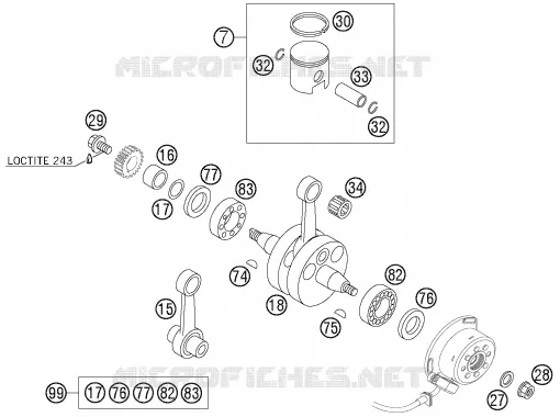 VILEBREQUIN / PISTON KTM MOTO 85 2006 SX  85 SX 19/16