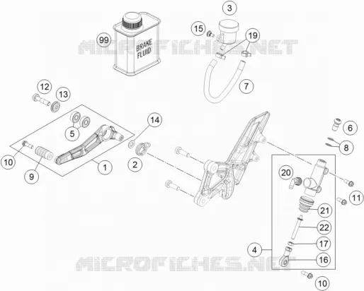MAITRE CYLINDRE DE FREIN ARRIERE KTM MOTO 1290 2016 SUPERDUKE  1290 SUPER DUKE R BLACK ABS