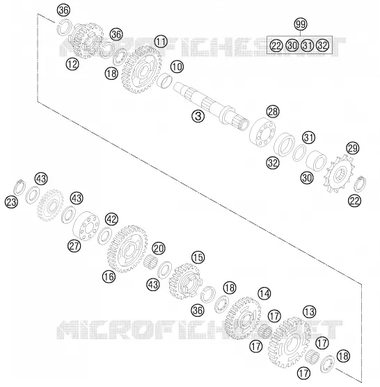 BOITE DE VITESSES - ARBRE SECONDAIRE KTM MOTO 85 2016 SX  85 SX 17/14